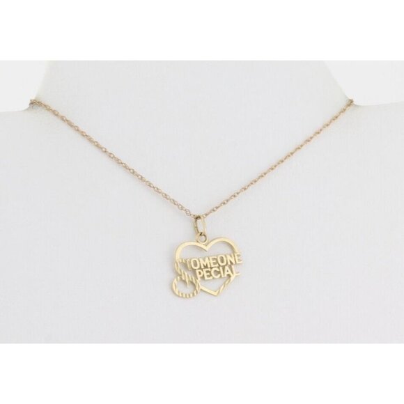 14k Yellow Gold Someone Special Heart Necklace 18" Chain - Picture 5 of 8